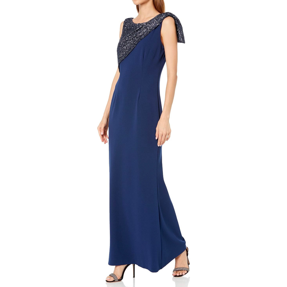 JS Collections Women's Kennedy Draped  Sequin Embellished Mermaid Gown size 6